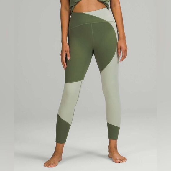 Lululemon Nulu Colour Block High-Rise Tight 25", Green Twill/Green Fern, Size 6 - Picture 2 of 9